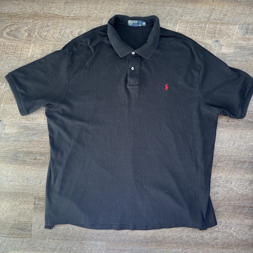 Ralph Lauren Polo Shirt Mens 2XB Black Red Pony Casual Short Sleeve Y2K